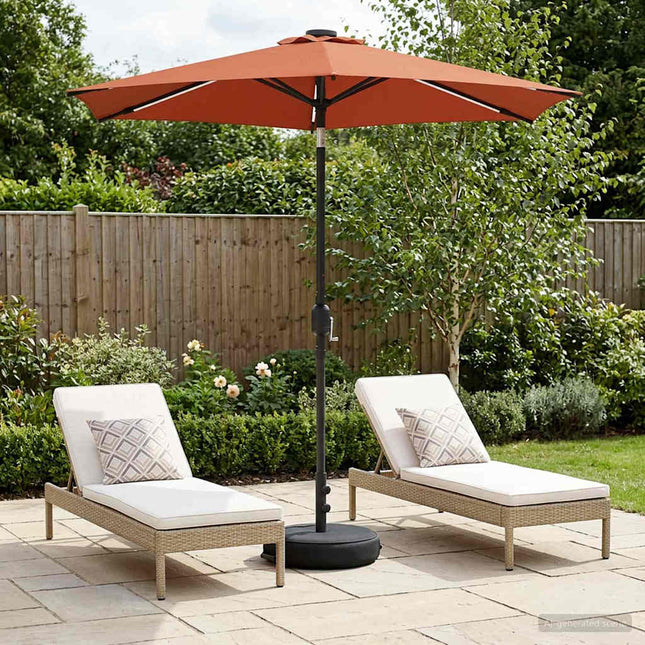 Haveparasol med LED lys og fod 230 x 230 cm Polyester