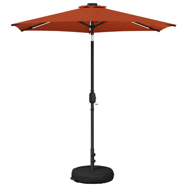 Haveparasol med LED lys og fod 230 x 230 cm Polyester