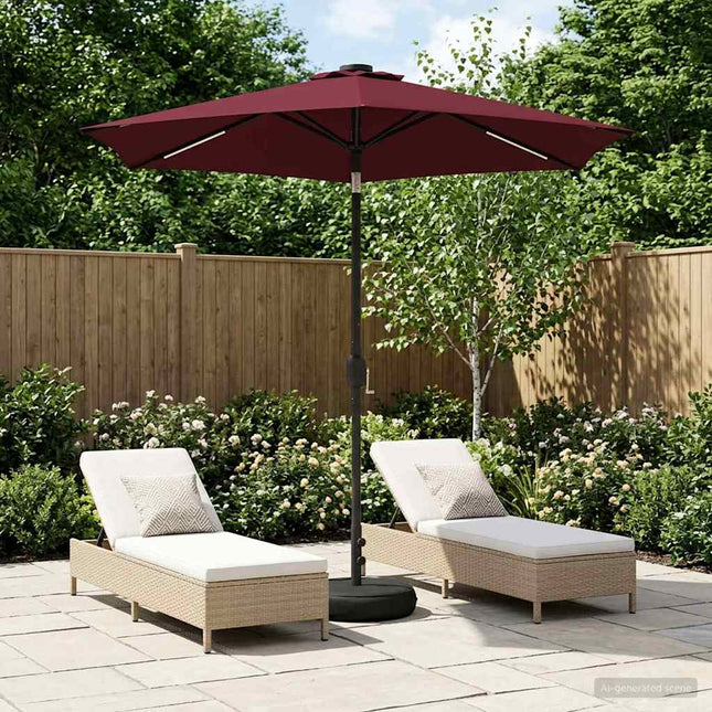 Haveparasol med LED lys og fod 230 x 230 cm Polyester