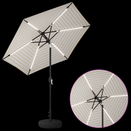Haveparasol med LED lys og fod 230 x 230 cm Polyester