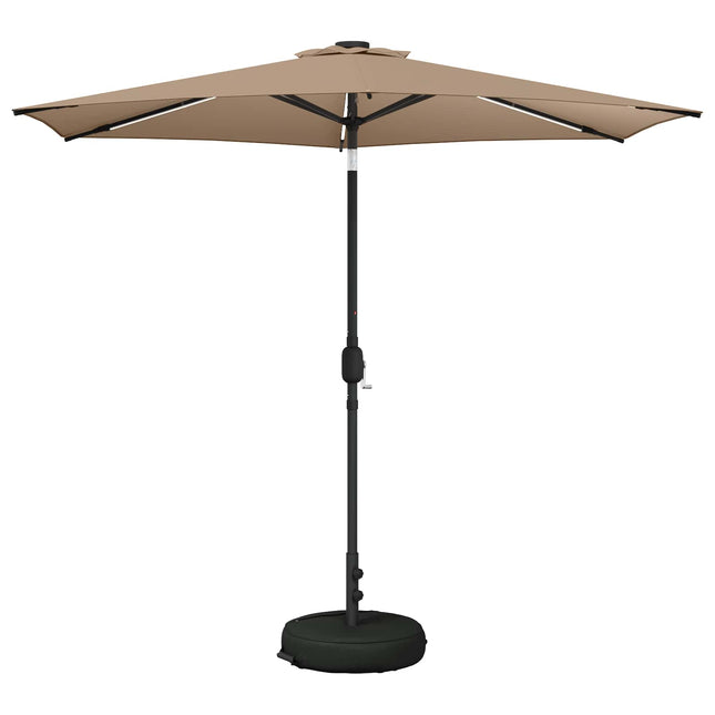 Haveparasol med LED lys og fod 270 x 270 cm Polyester Gråbrun