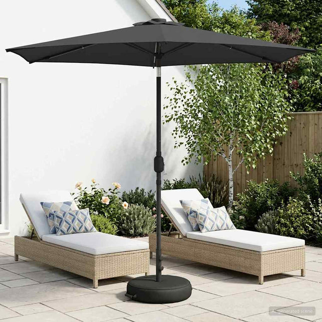 Haveparasol med LED lys og fod 270 x 270 cm Polyester Antracit