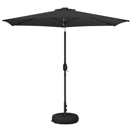 Haveparasol med LED lys og fod 270 x 270 cm Polyester Antracit