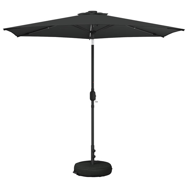 Haveparasol med LED lys og fod 270 x 270 cm Polyester Antracit