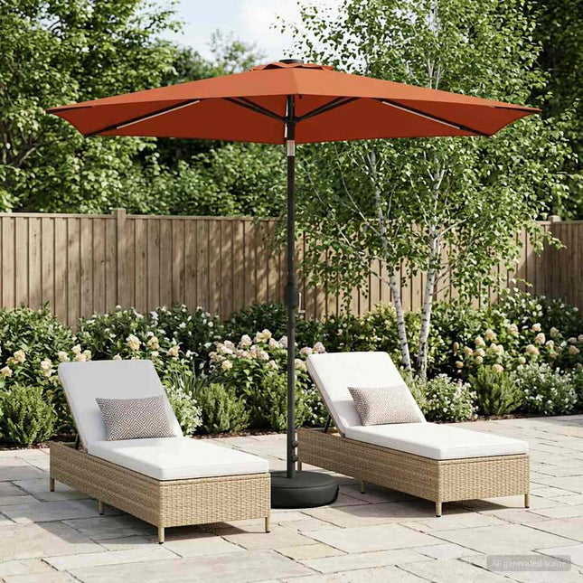 Haveparasol med LED lys og fod 270 x 270 cm Polyester