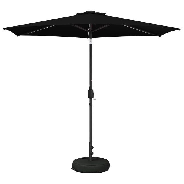 Haveparasol med LED lys og fod 270 x 270 cm Polyester Sort