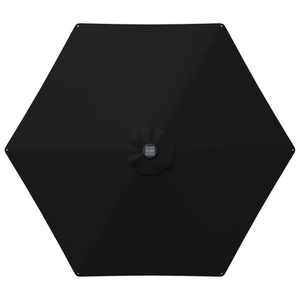 Haveparasol med LED lys og fod 270 x 270 cm Polyester Sort
