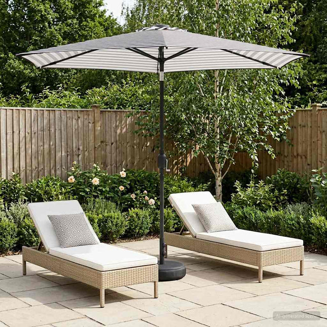 Haveparasol med LED lys og fod 270 x 270 cm Polyester