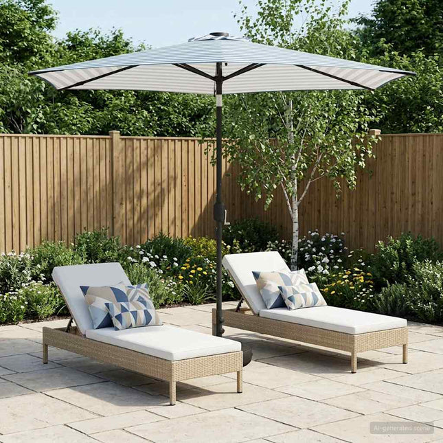 Haveparasol med LED lys og fod 270 x 270 cm Polyester