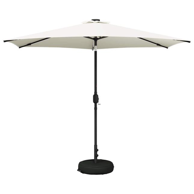 Haveparasol med LED lys og fod 300 x 300 cm Polyester