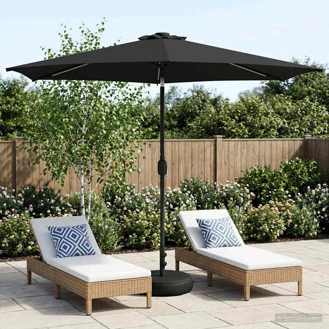 Haveparasol med LED lys og fod 300 x 300 cm Polyester Antracit