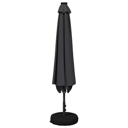 Haveparasol med LED lys og fod 300 x 300 cm Polyester Antracit