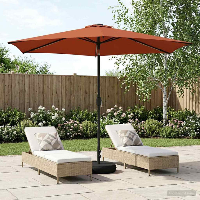 Haveparasol med LED lys og fod 300 x 300 cm Polyester
