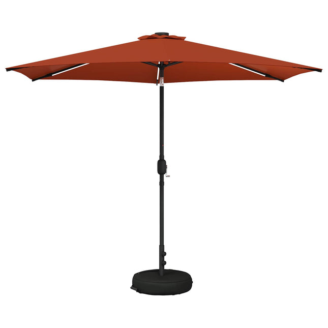 Haveparasol med LED lys og fod 300 x 300 cm Polyester