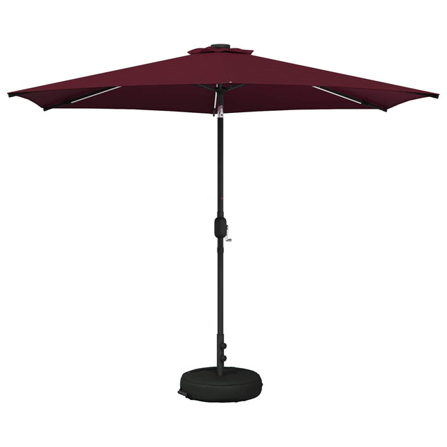 Haveparasol med LED lys og fod 300 x 300 cm Polyester
