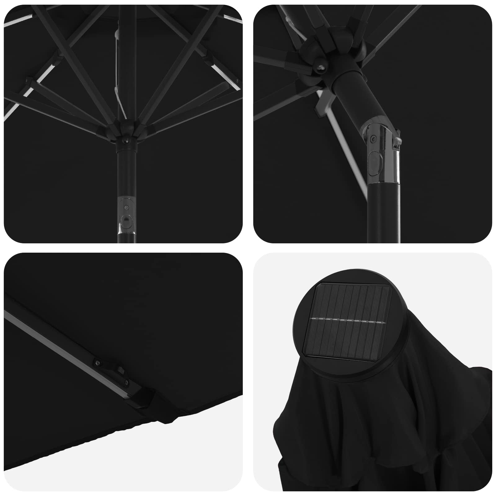 Have Parasol med LED Lygter 300 x 300 cm Polyester Sort