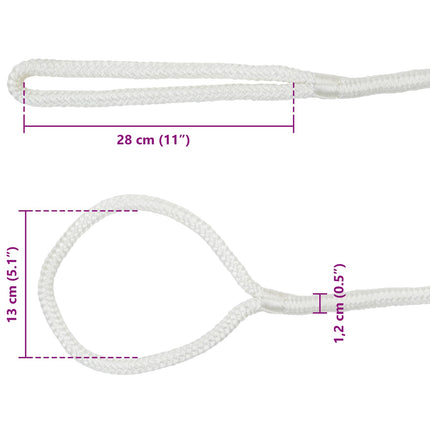 Bådsnor 12 mm 9 m Hvid Polyester