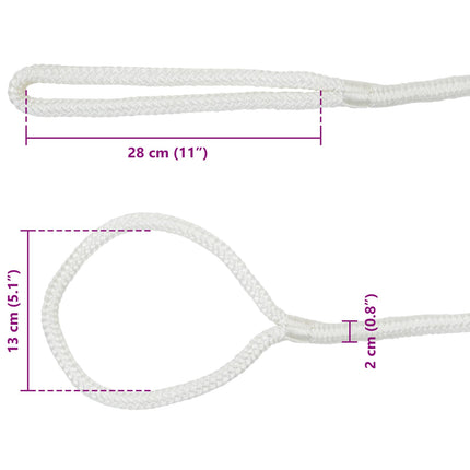Bådsnor 2 mm 12 m Hvid Polyester