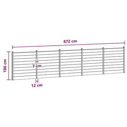Hegnssæt 5 pcs 872 x 186 cm WPC og Aluminium Brun