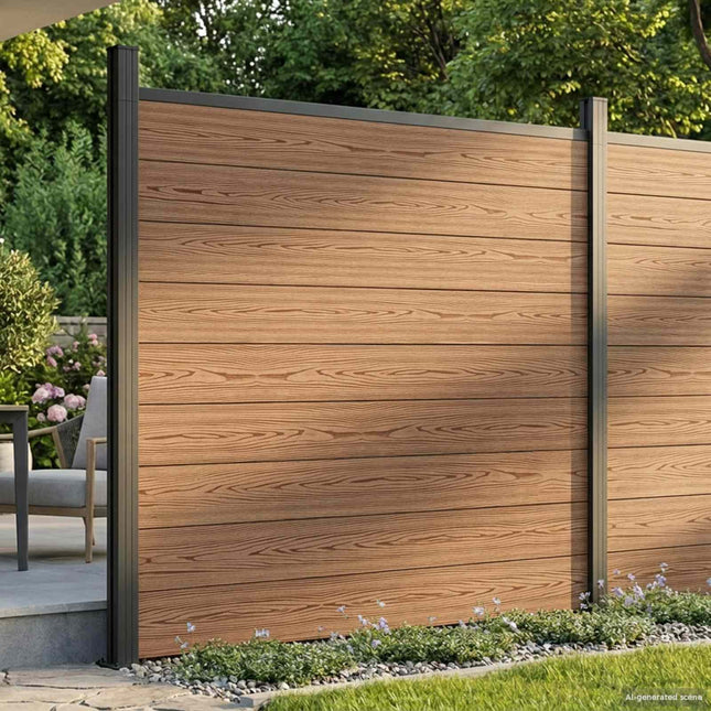 Hegnssæt 6 pcs 1045 x 186 cm WPC og Aluminium Brun
