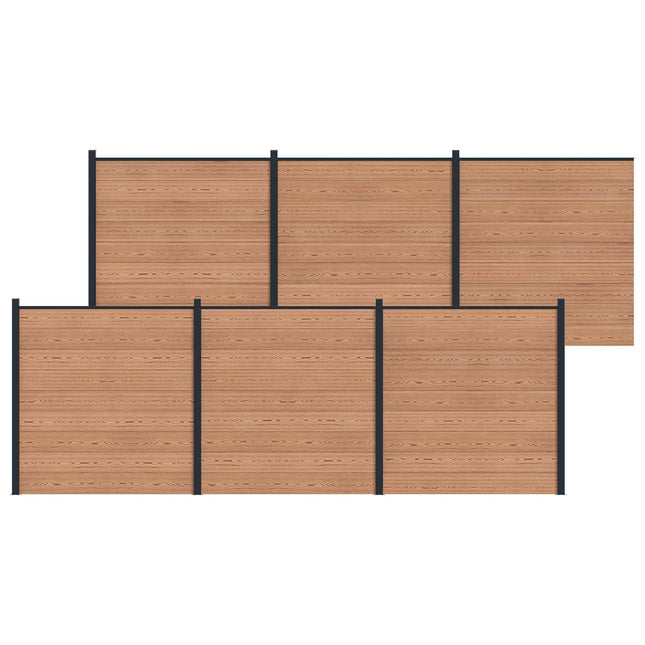 Hegnssæt 6 pcs 1045 x 186 cm WPC og Aluminium Brun