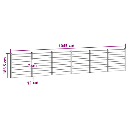 Hegnssæt 6 pcs 1045 x 186 cm WPC og Aluminium Brun