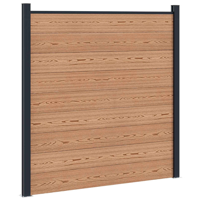 Hegnssæt 7 pcs 1218 x 186 cm WPC og Aluminium Brun