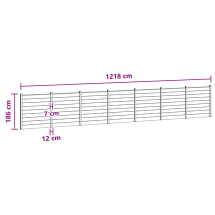 Hegnssæt 7 pcs 1218 x 186 cm WPC og Aluminium Brun