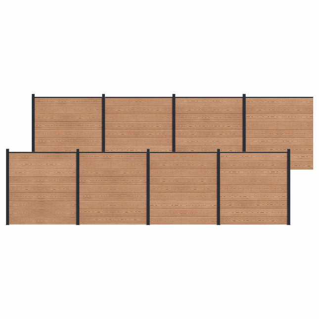 Hegnssæt 8 pcs 1391 x 186 cm WPC og Aluminium Brun