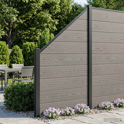 Hegnssæt 5 pcs 792 x 186 cm WPC og Aluminium Grå
