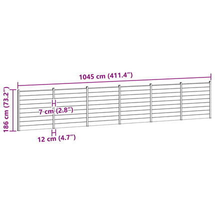 Hegnssæt 6 pcs 1045 x 186 cm WPC og Aluminium Sort