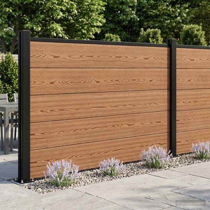 Hegnspanel 2 pcs WPC og Aluminium Brun