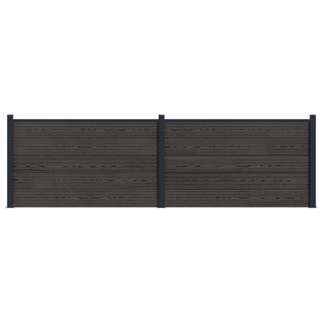 Hegnspanel 2 pcs WPC og Aluminium Sort