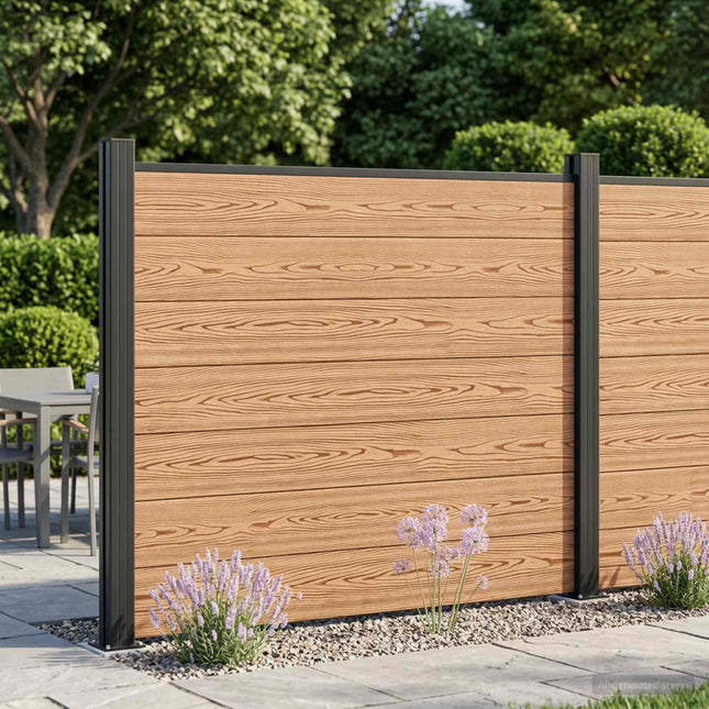 Hegnspanel WPC og Aluminium Brun