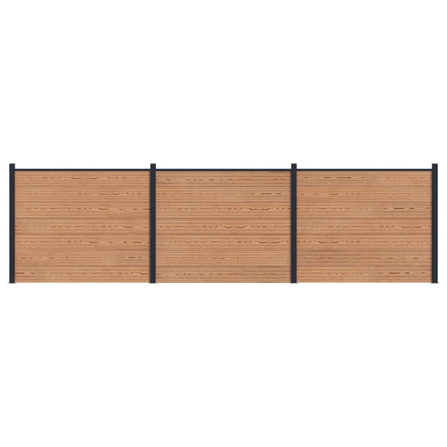 Hegnspanel 3 pcs WPC og Aluminium Brun