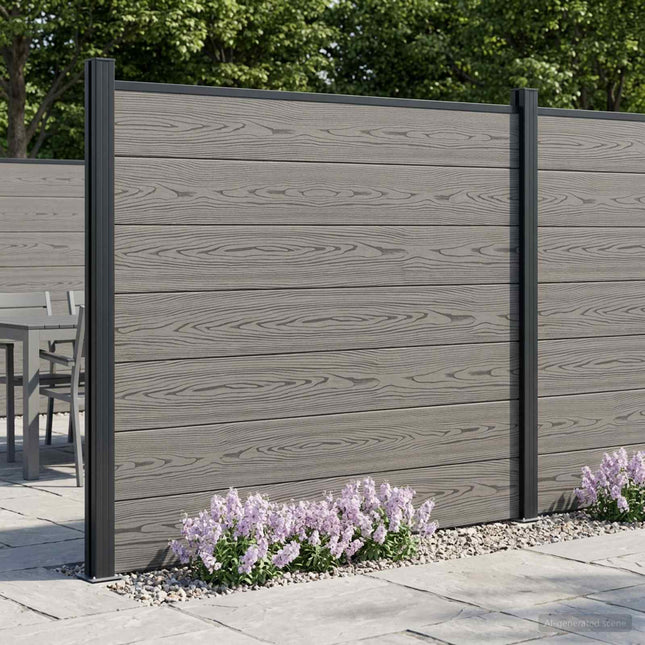 Hegnspanel WPC og Aluminium Grå