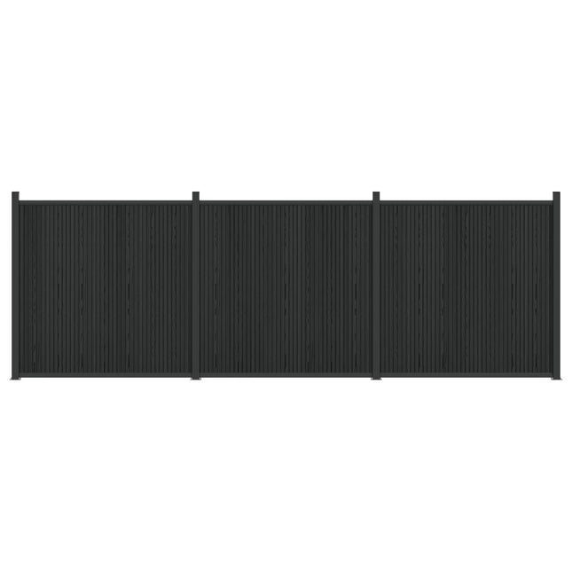 Hegnspanel 3 stk. 530 x 186,5 cm WPC og Aluminium Sort