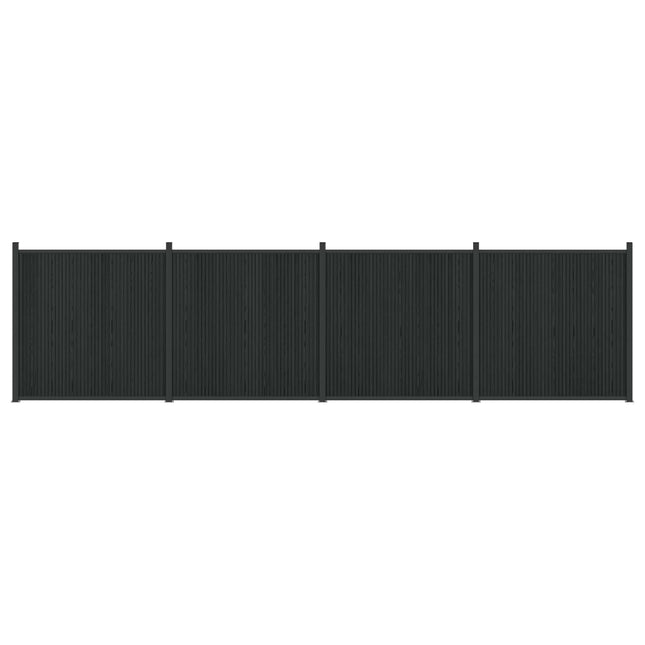 Hegnspanel 4 stk. 705 x 186,5 cm WPC og Aluminium Sort