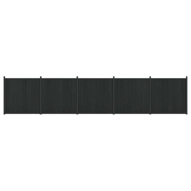 Hegnspanel 5 stk. 880 x 186,5 cm WPC og Aluminium Sort