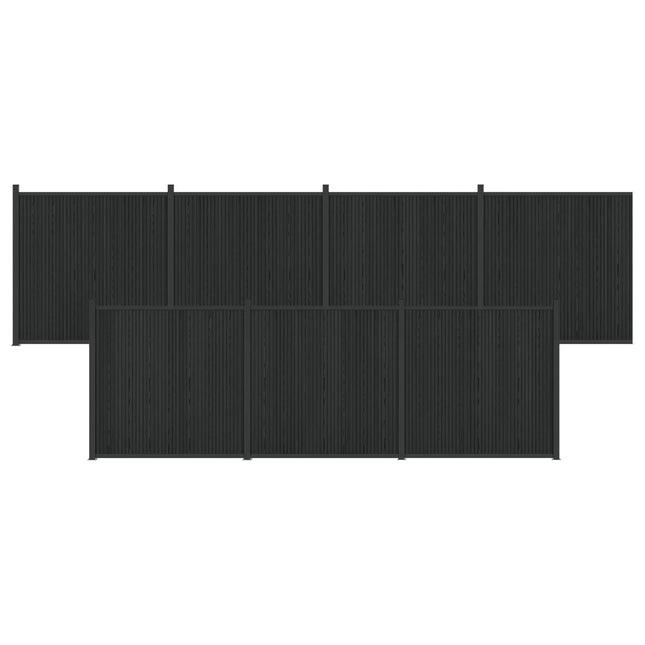 Hegnspanel 7 stk. 1230 x 186,5 cm WPC og Aluminium Sort
