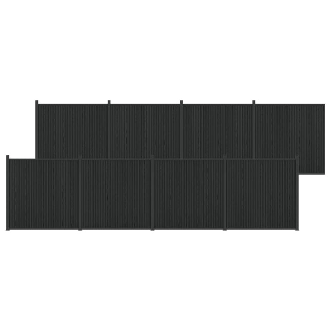 Hegnspanel 8 stk. 1405 x 186,5 cm WPC og Aluminium Sort