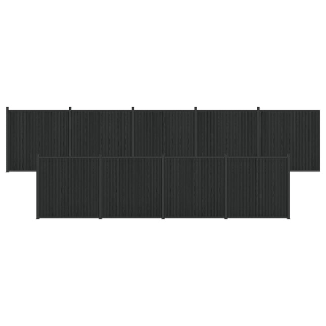 Hegnspanel 9 stk. 1580 x 186,5 cm WPC og Aluminium Sort