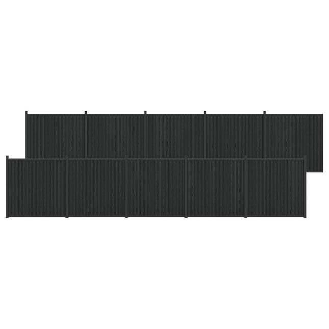 Hegnspanel 10 stk. 1755 x 186,5 cm WPC og Aluminium Sort