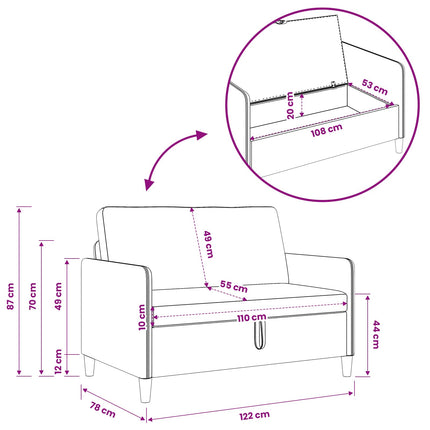 Sofa med opbevaring Lilla 122 x 78 x 87 cm Polyester