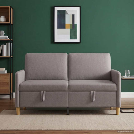Sofa med opbevaring Gråbrun 152 x 78 x 87 cm Polyester
