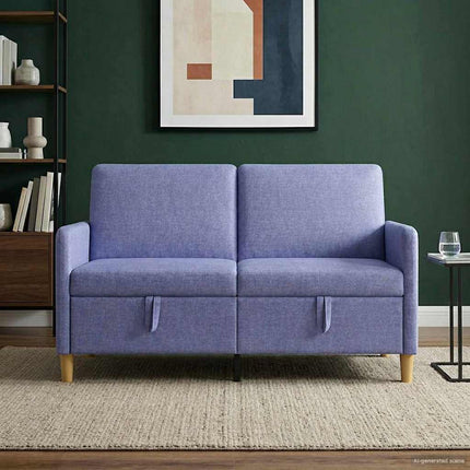 Sofa med opbevaring Jeans blå 152 x 78 x 87 cm Polyester