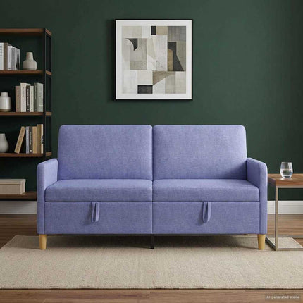 Sofa med opbevaring Jeans blå 172 x 78 x 87 cm Polyester