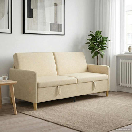 Sofa med opbevaring Cremefarvet 192 x 78 x 87 cm Polyester