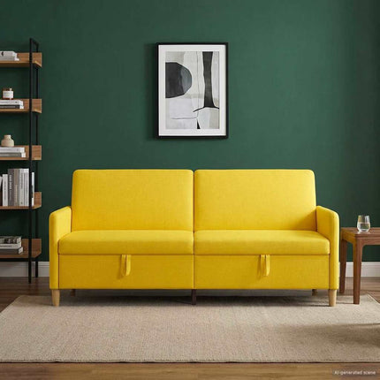 Sofa med opbevaring Lys Gul 192 x 78 x 87 cm Polyester