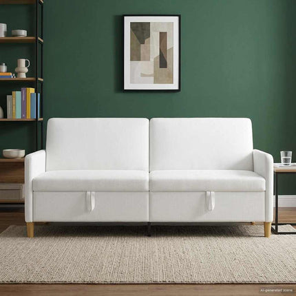 Sofa med opbevaring Hvid 192 x 78 x 87 cm Polyester